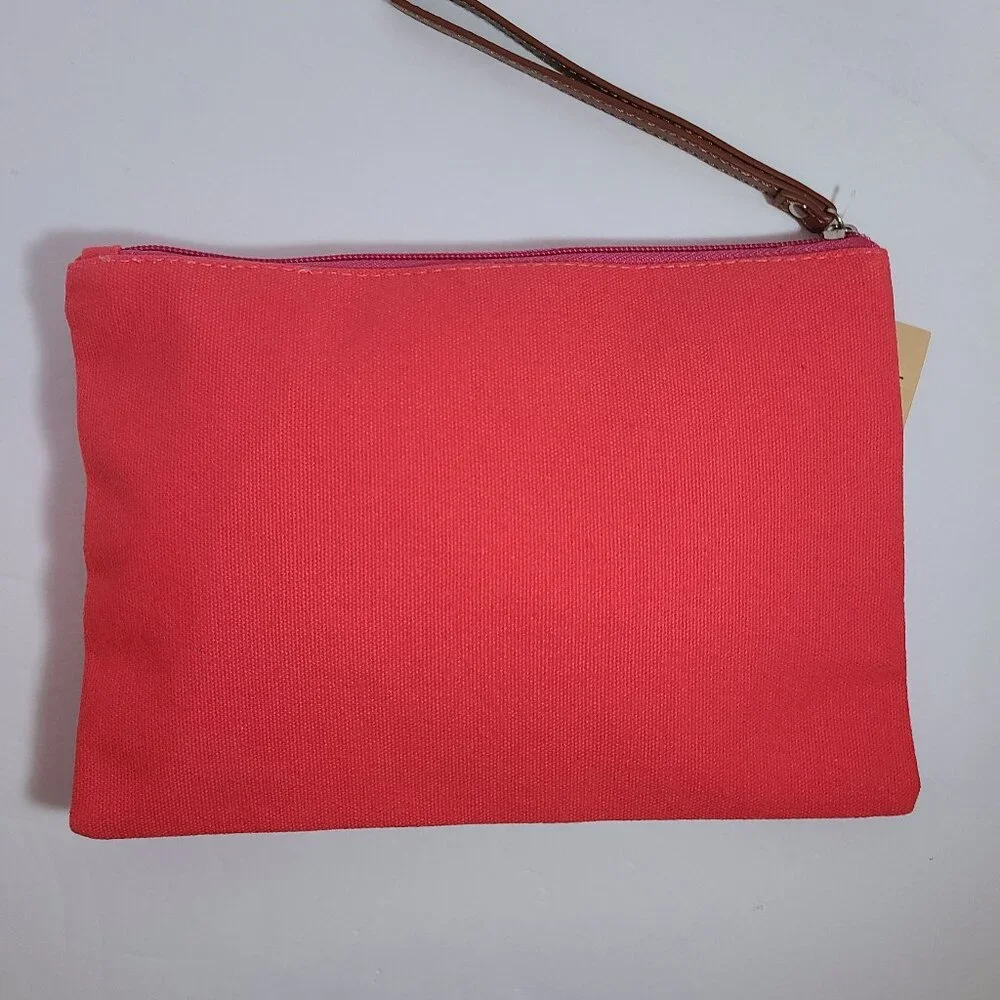 Pink Zebra Canvas Zipper Pouch by Angie Bryan | Original Art Print